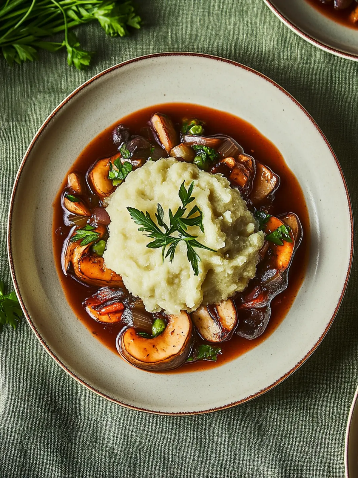 Veganer Gulasch mit Pilzen und Semmelknödeln genießen 2 Veganer Gulasch mit Pilzen und Semmelknödeln