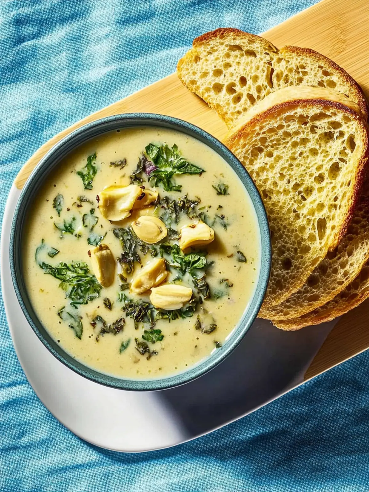 Brokkoli Kartoffelsuppe mit Pinienkernen genießen 2 Brokkoli Kartoffelsuppe