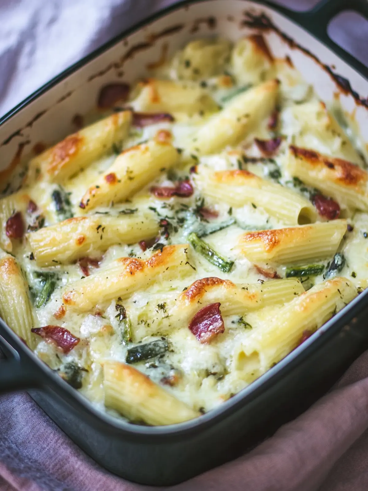 Schupfnudel-Auflauf nach Flammkuchen-Art genießen 2 Schupfnudel-Auflauf nach Flammkuchen-Art