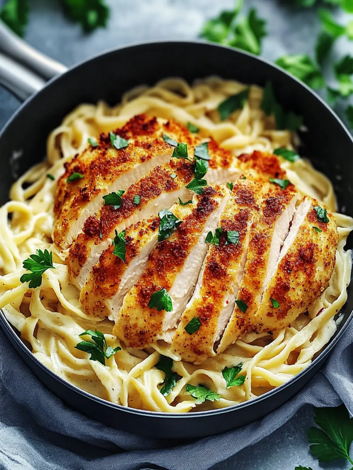 Knuspriges Hähnchen Fettuccine Alfredo ganz einfach 4 Knuspriges Hähnchen Fettuccine Alfredo