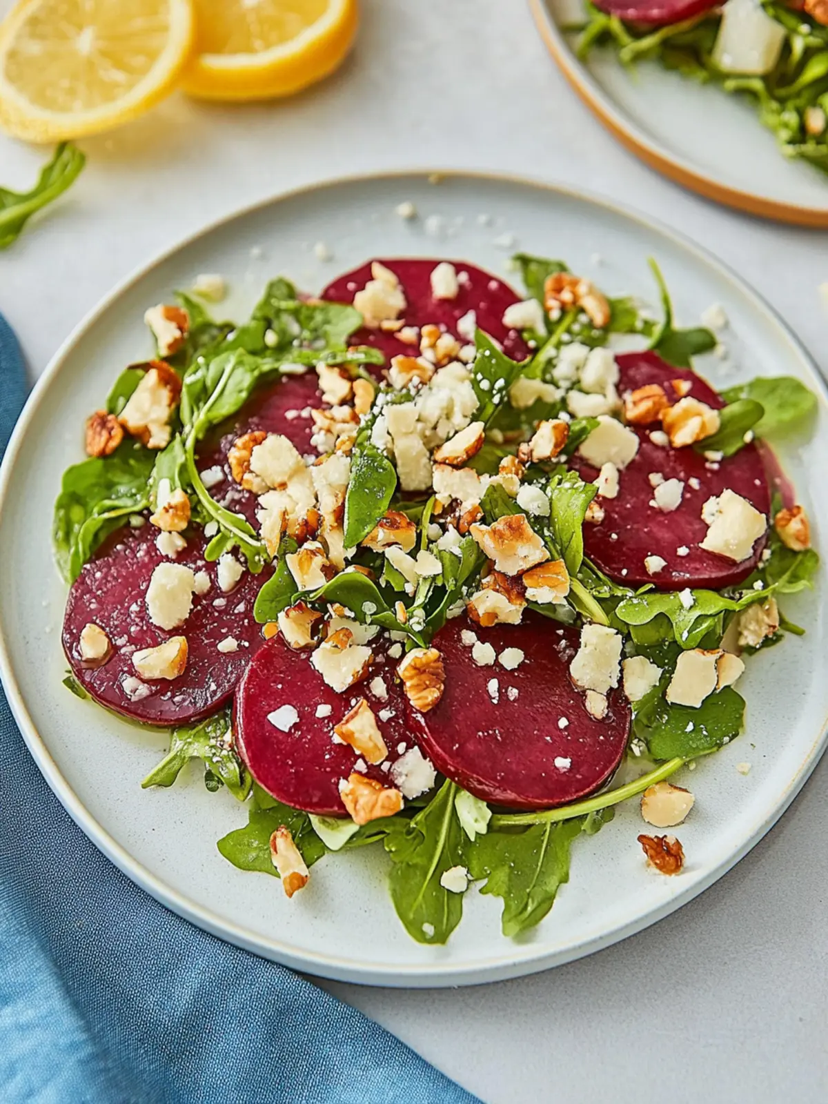 Rote-Bete-Carpaccio mit Ziegenkäse und Walnüssen 4 Rote-Bete-Carpaccio mit Ziegenkäse und Walnüssen