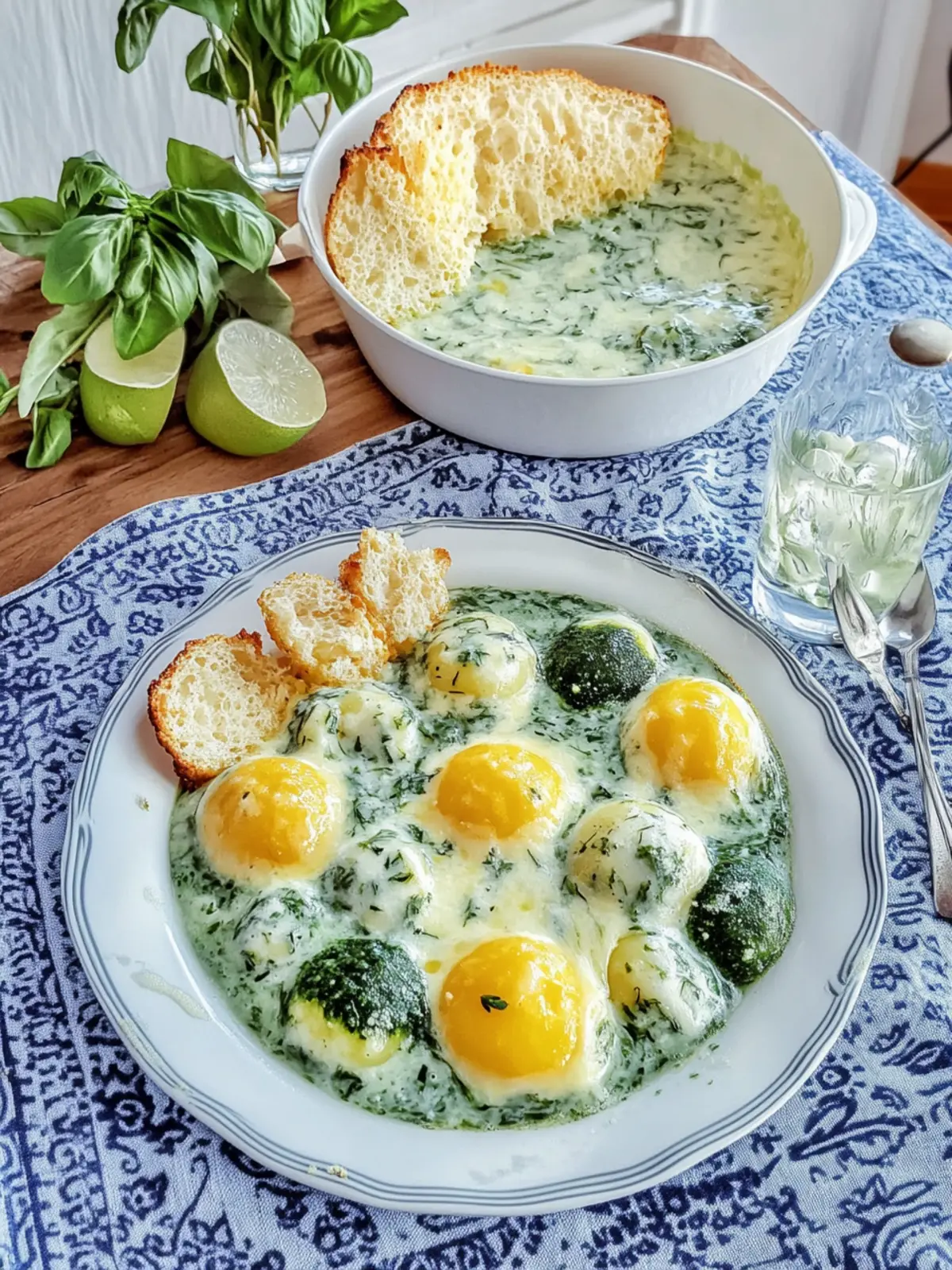 Mini Knödel Spinat Auflauf mit Käse leichten Genuss 3 Mini Knödel spinach casserole with cheese gratin