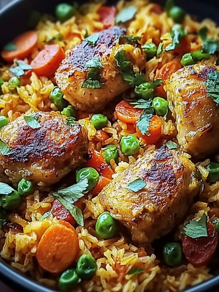 Ein Topf Hähnchen und Reis