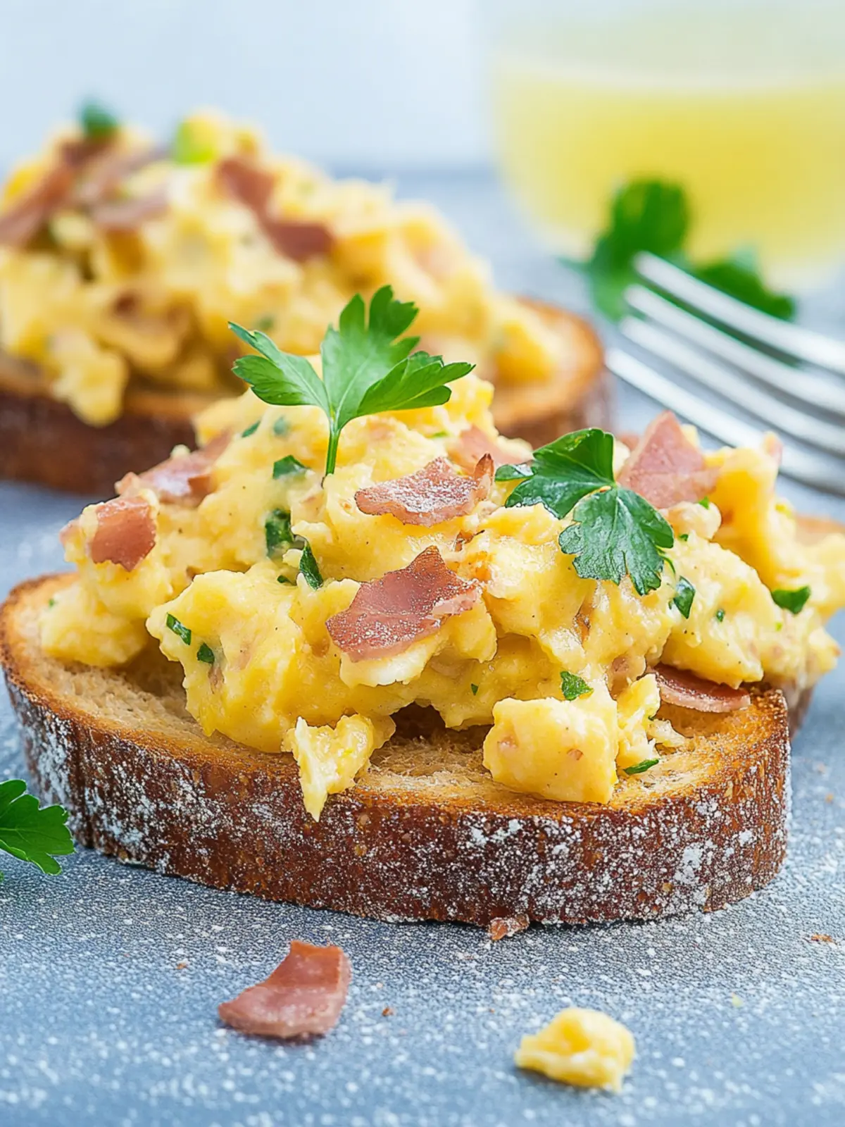 Rührei mit Speck für ein schnelles Frühstück 2 Rührei mit Speck