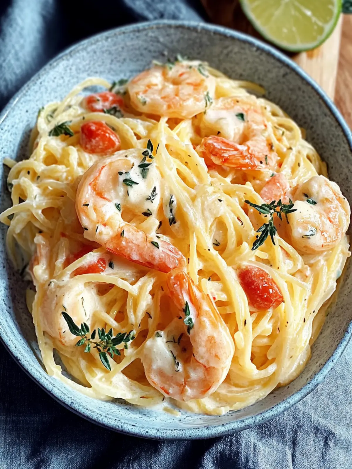 Spaghetti mit Garnelen in Frischkäsesoße genießen 3 Spaghetti mit Garnelen in Frischkäsesoße