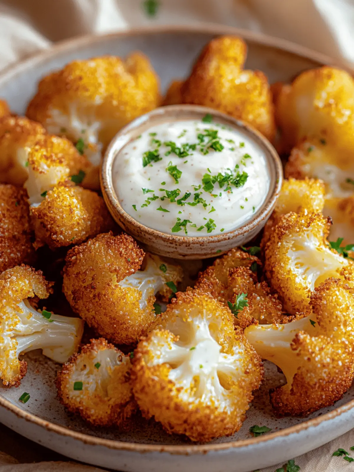 Knuspriger Blumenkohl aus dem Heißluftfritteuse 2 Breaded cauliflower from the hot air fryer