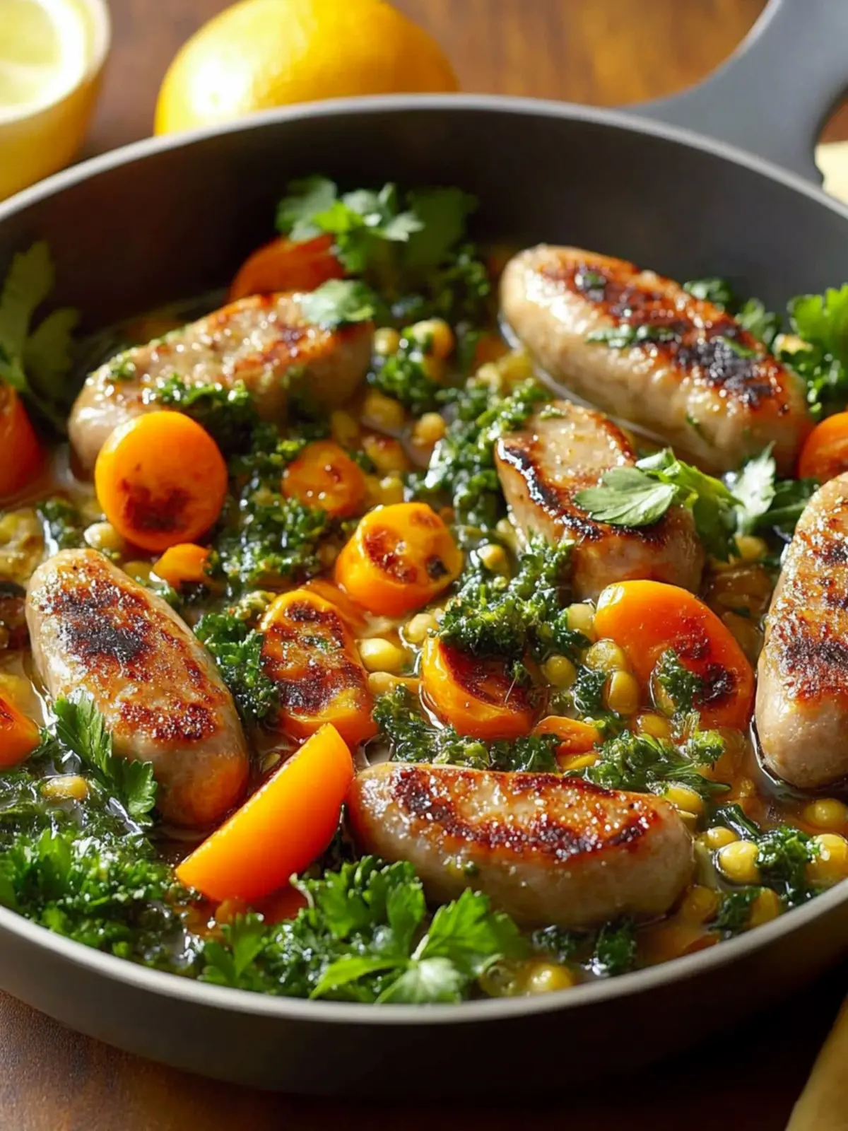 Pfannengericht mit Linsen, Grünkohl und Bratwürstchen für Leib und Seele 5 Pfannengericht mit Linsen, Grünkohl und Bratwürstchen