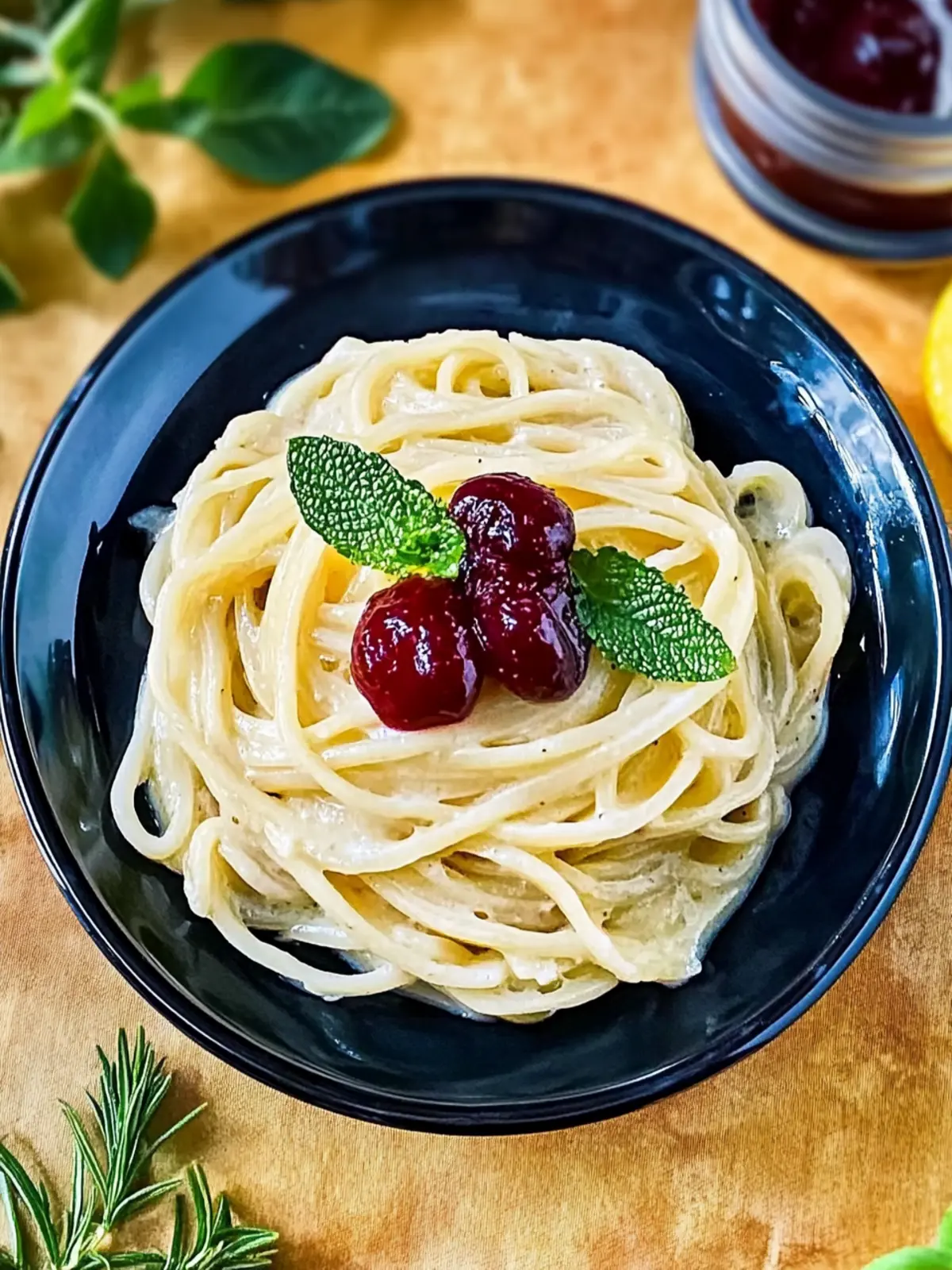 Brie-Pasta mit Preiselbeer-Kompott in 30 Minuten 4 Brie-Pasta-Preiselbeeren-Kompott