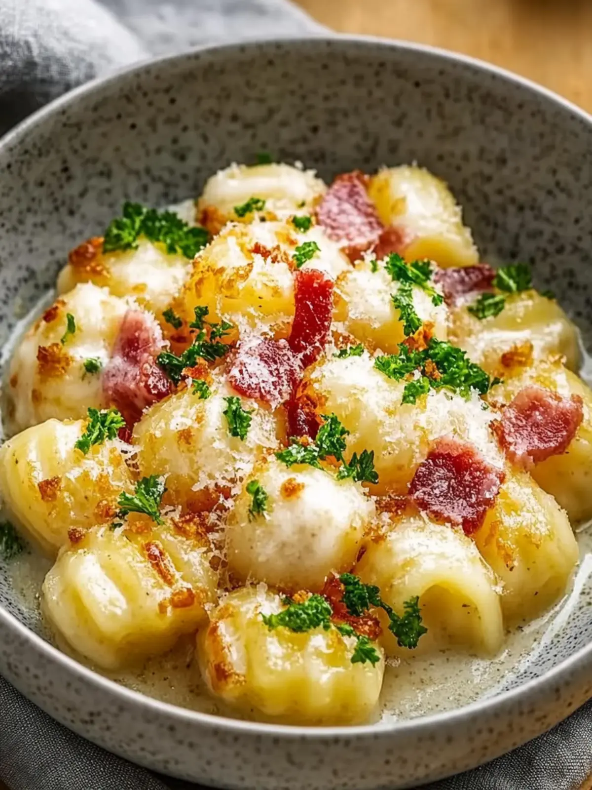 Gnocchi Carbonara mit Speck und Parmesan leicht gemacht 2 Gnocchi Carbonara mit Speck und Parmesan