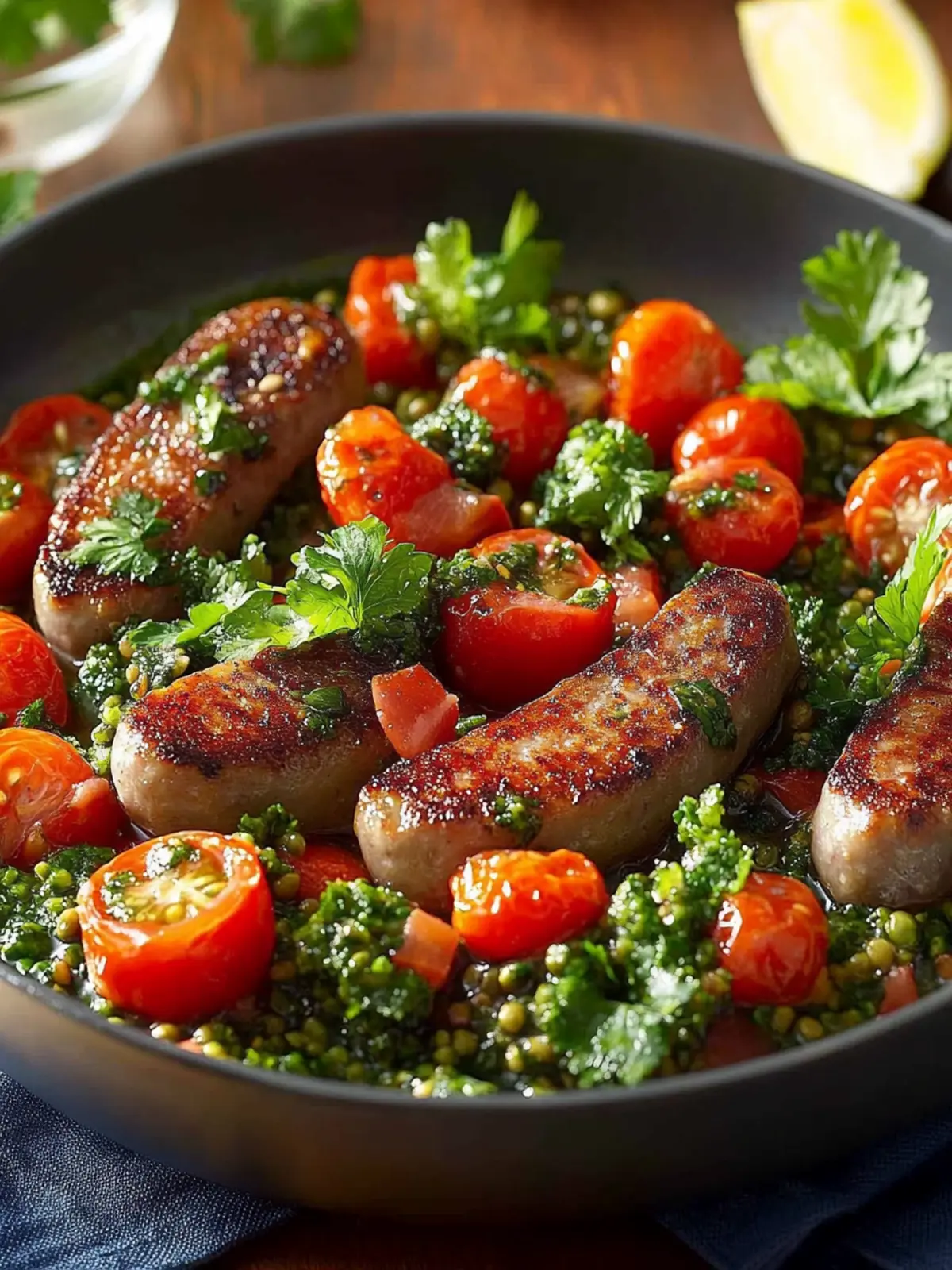 Pfannengericht mit Linsen, Grünkohl und Bratwürstchen für Leib und Seele 4 Pfannengericht mit Linsen, Grünkohl und Bratwürstchen