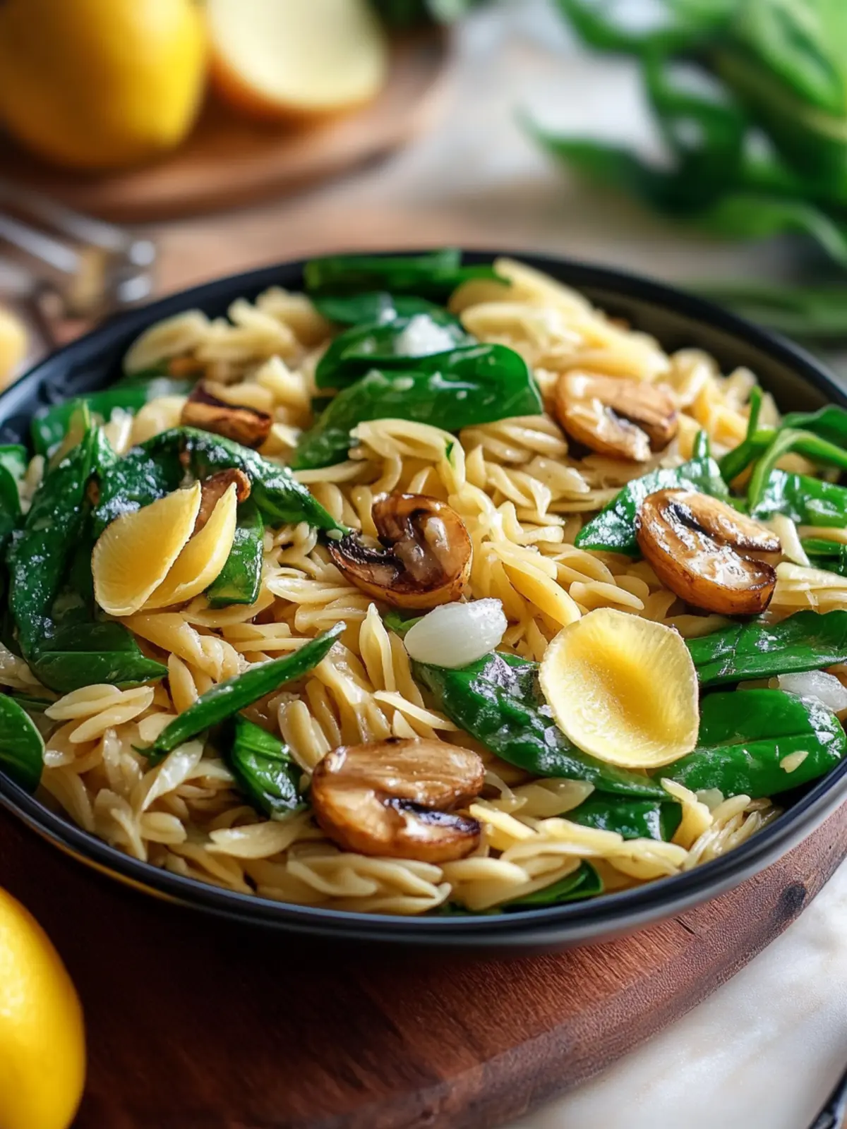 Spinat-Orzo-Pfanne mit Pilzen für ein schnelles Abendessen 2 Spinat-Orzo-Pfanne mit Pilzen