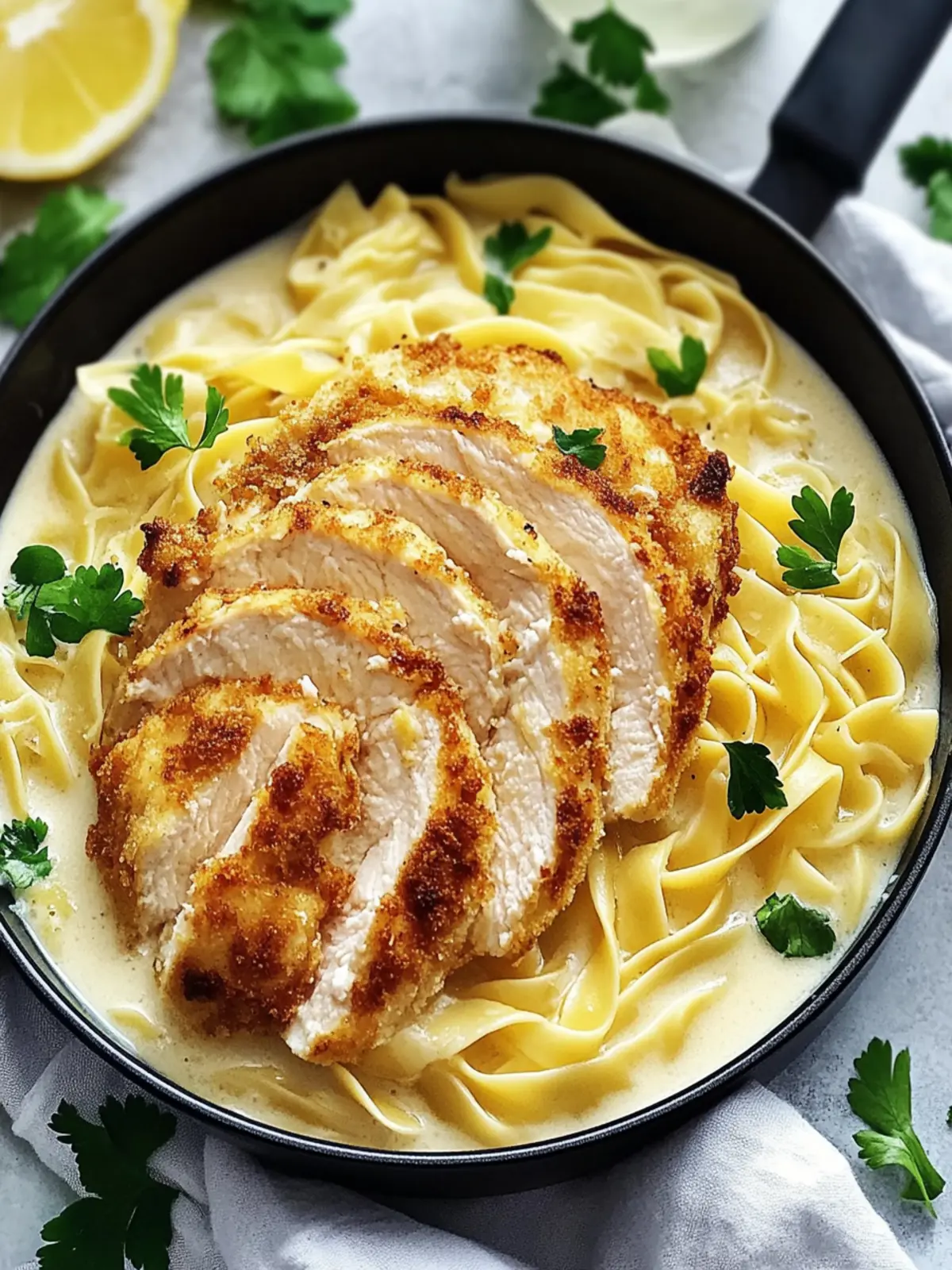 Knuspriges Hähnchen Fettuccine Alfredo ganz einfach 3 Knuspriges Hähnchen Fettuccine Alfredo