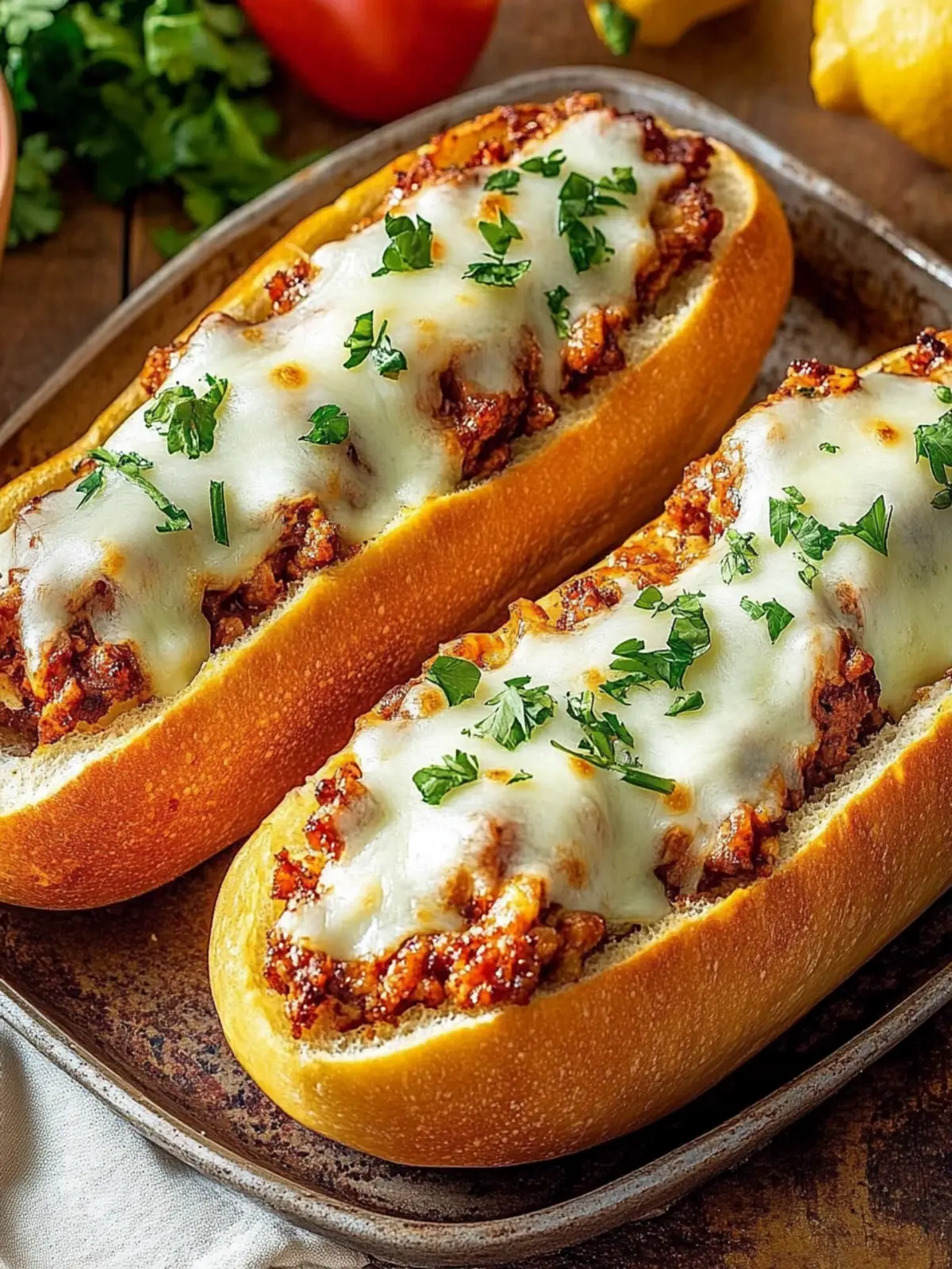 Überbackene Hackfleisch-Baguettes