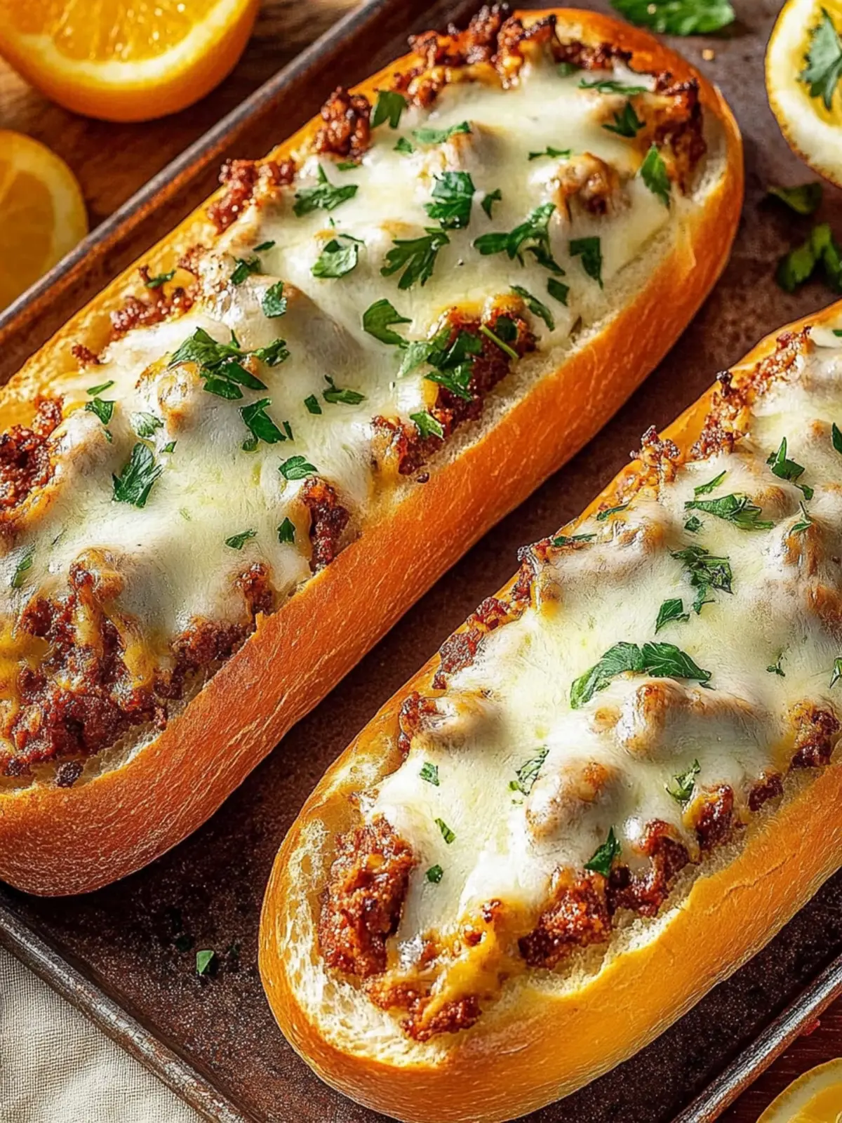 Überbackene Hackfleisch-Baguettes für den perfekten Genuss 3 Überbackene Hackfleisch-Baguettes