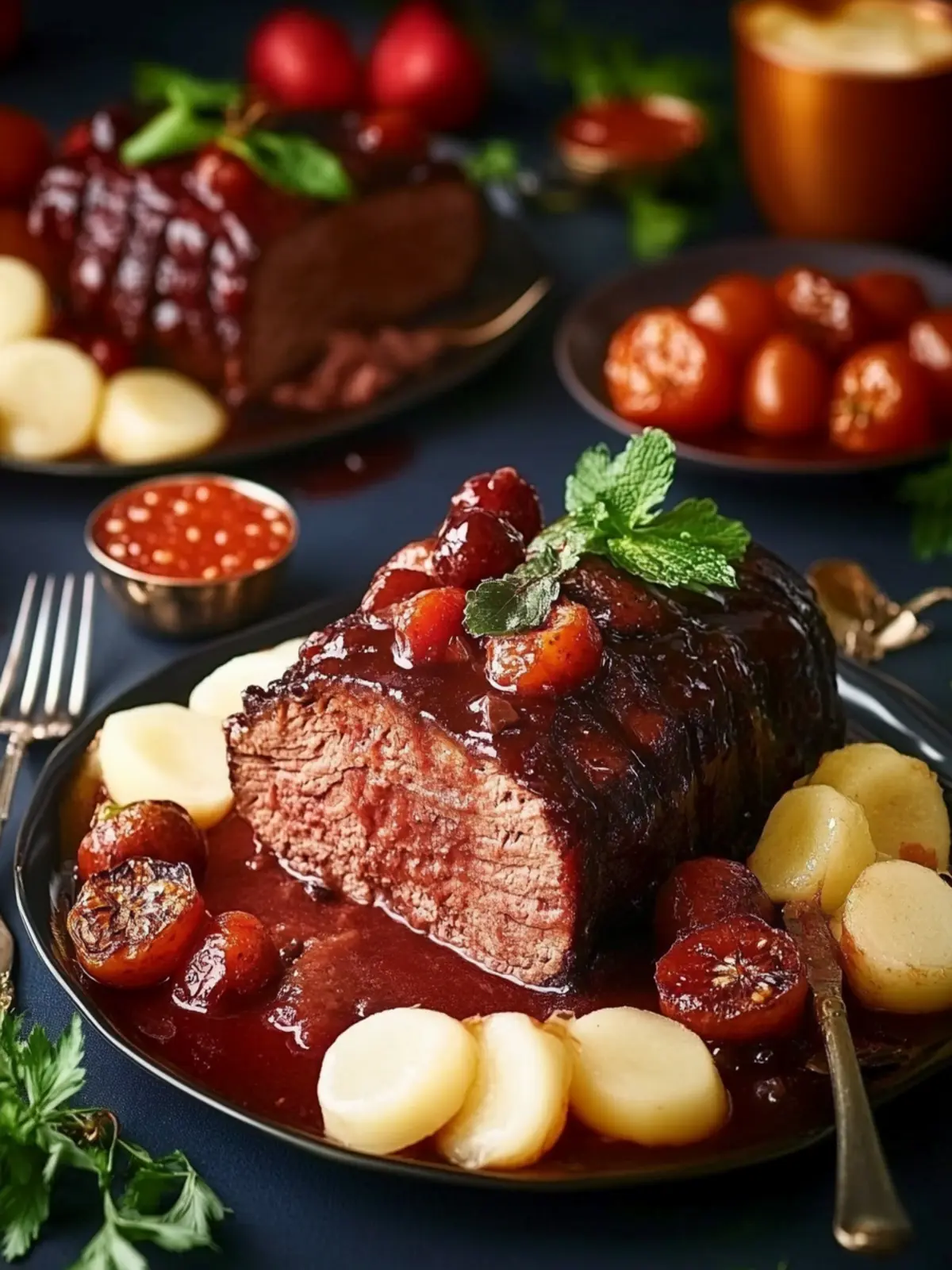 Christmas Roast mit Rotwein-Zwiebelsoße perfekt zubereiten 4 Christmas roast with red wine onion sauce