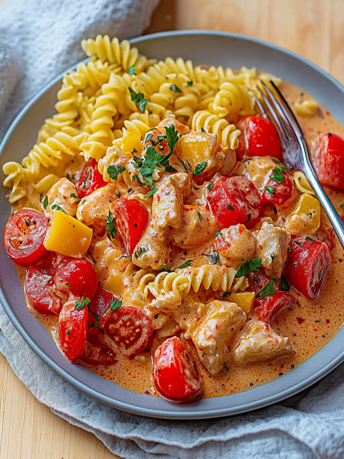 Paprika Sahne Hähnchen - Schnelles Familienrezept 3 Paprika Sahne Hähnchen