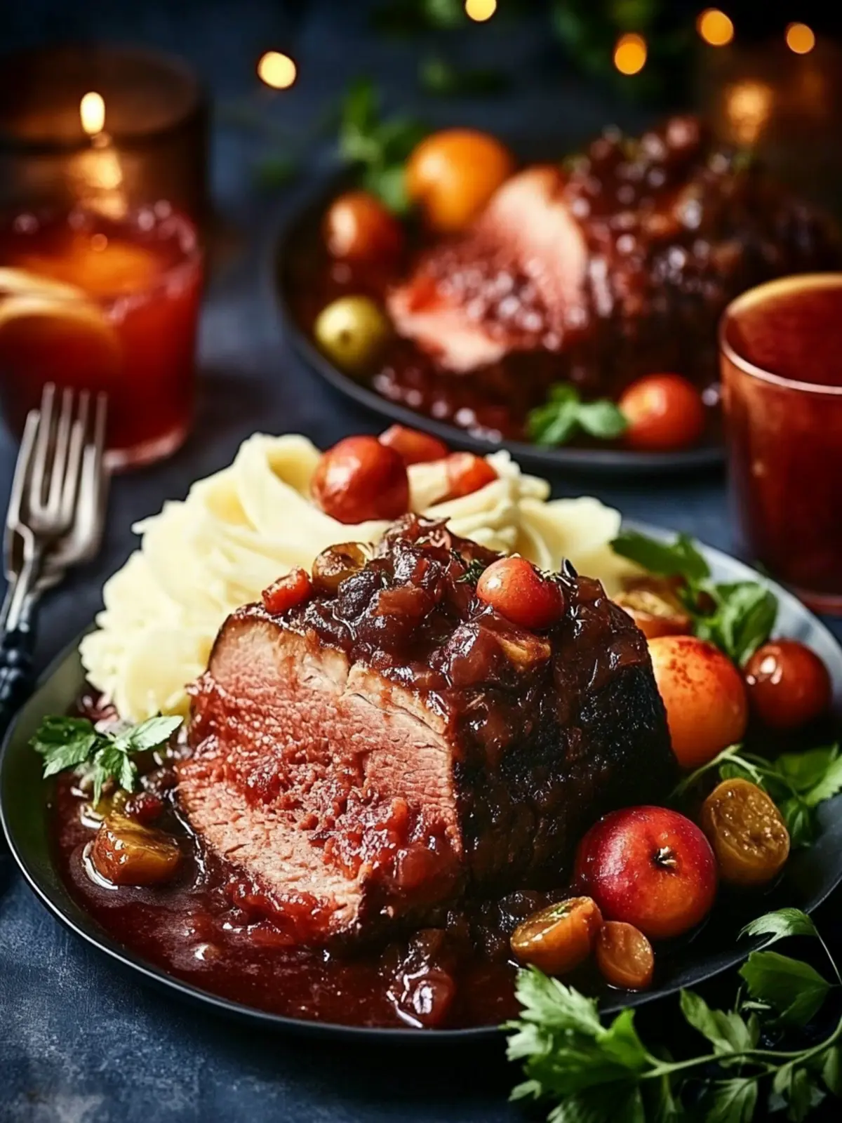 Christmas Roast mit Rotwein-Zwiebelsoße perfekt zubereiten 2 Christmas roast with red wine onion sauce