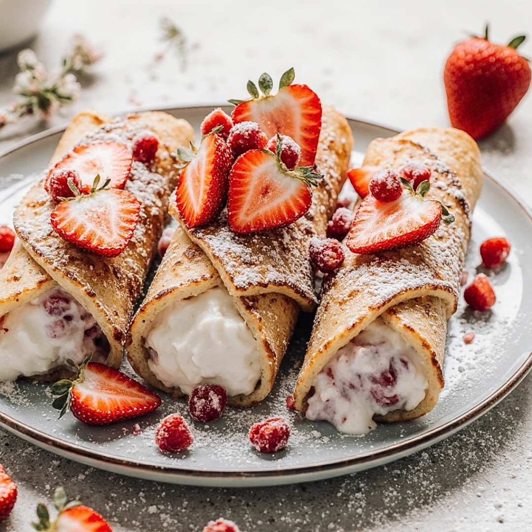 Protein-Pfannkuchen mit Quarkfüllung und Erdbeeren für einen Power-Morgen 3 Protein-Pfannkuchen mit Quarkfüllung und Erdbeeren für einen Power-Morgen