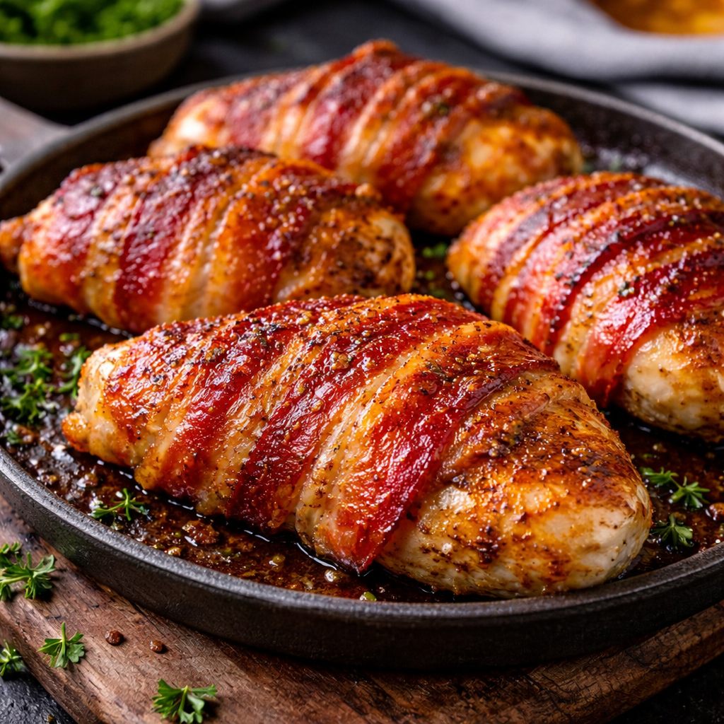 Bacon-Umwickeltes Hähnchenbrust: Süß, Herzhaft und Schnell! 2 Bacon-Umwickeltes Hähnchenbrust: Süß, Herzhaft und Schnell!