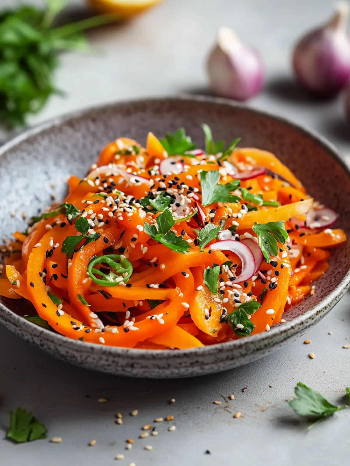 Karottensalat mit Ingwer-Sesam-Dressing für mehr Frische! 4 Karottensalat mit Ingwer-Sesam-Dressing