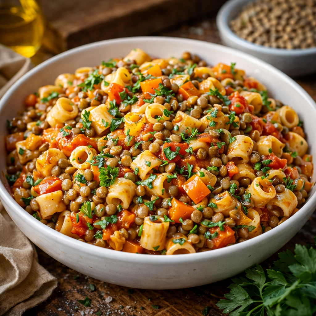 One-Pot-Pasta mit Linsen: Schnelles, nahrhaftes Genussrezept 2 One-Pot-Pasta mit Linsen: Schnelles, nahrhaftes Genussrezept