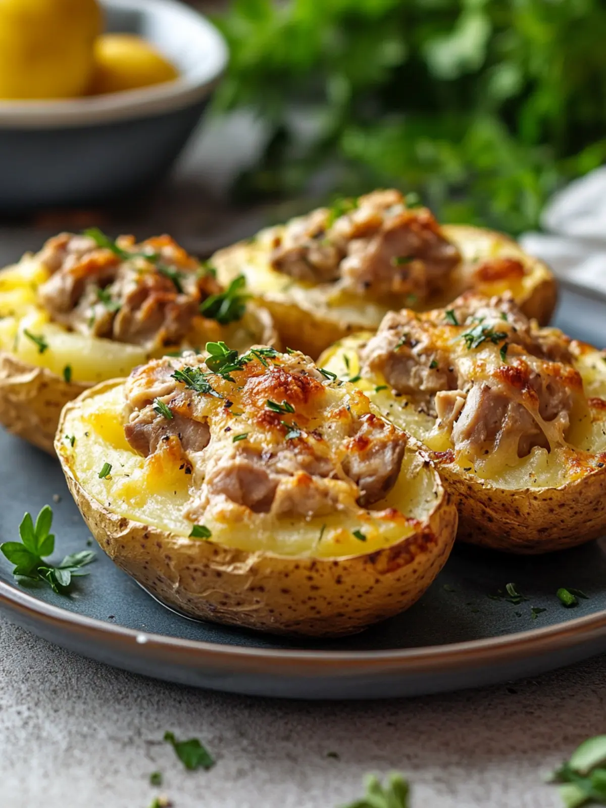 Schnelle Thunfisch-Ofenkartoffeln aus der Heißluftfritteuse 4 Tuna Oven Potatoes from the Air Fryer