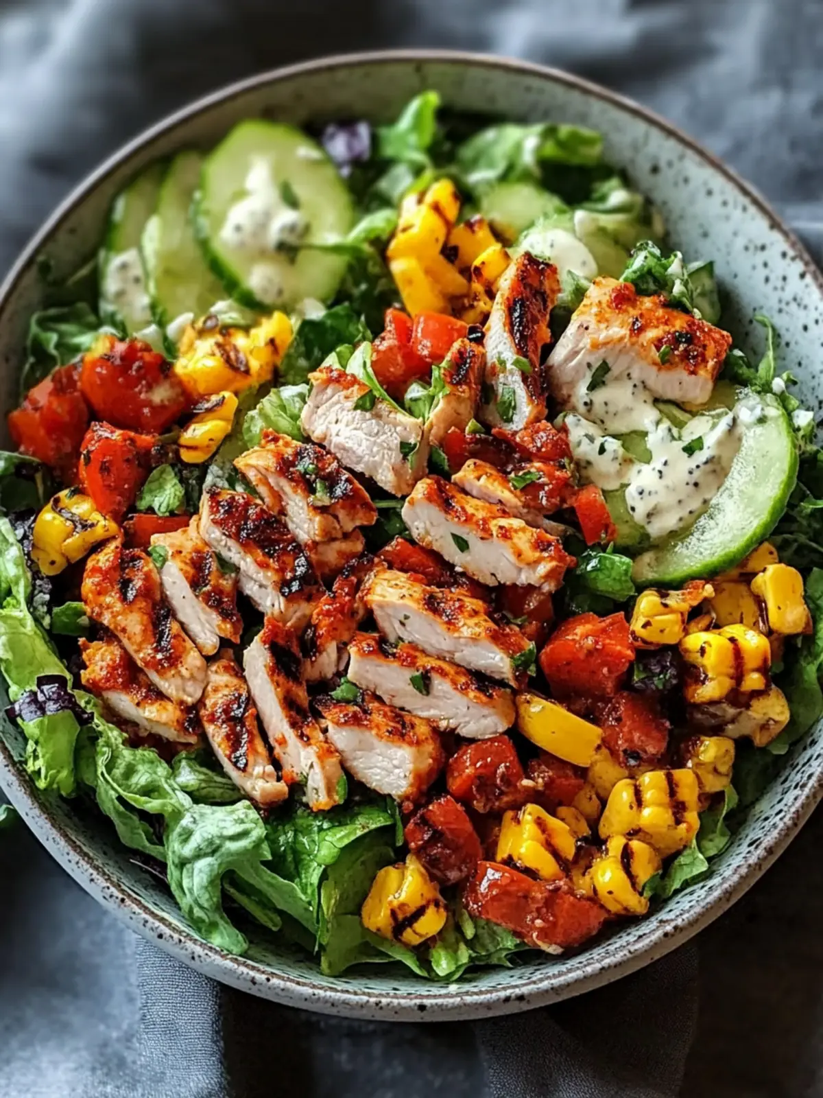 BBQ Hähnchen Geschnittene Salat – Frisch und voller Geschmack 3 BBQ Hähnchen Geschnittene Salat