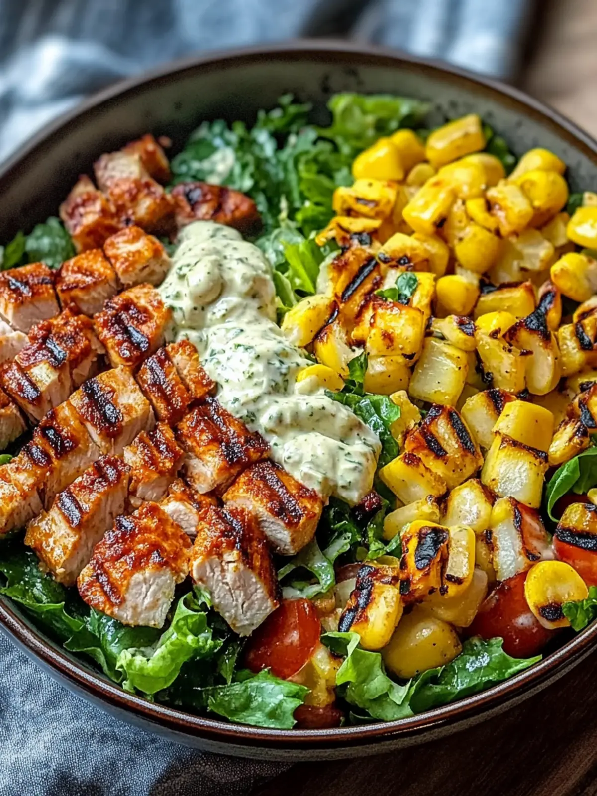BBQ Hähnchen Geschnittene Salat – Frisch und voller Geschmack 4 BBQ Hähnchen Geschnittene Salat