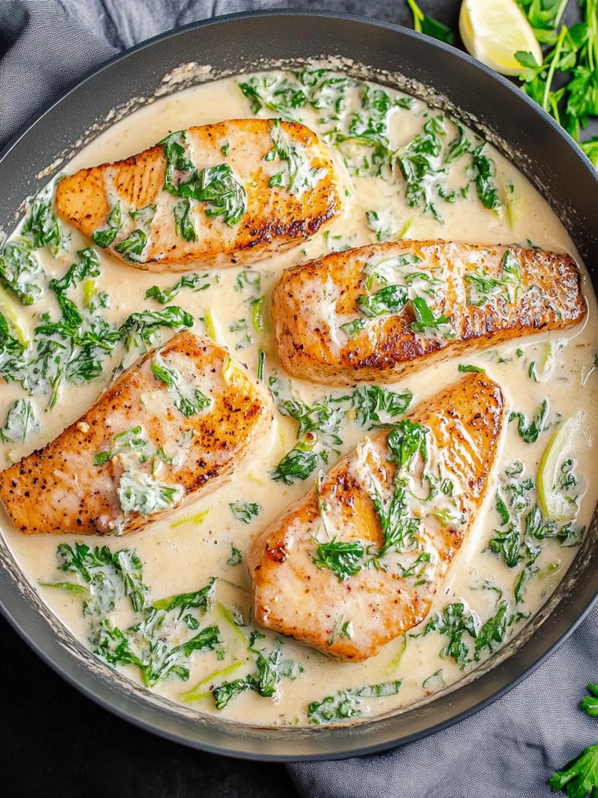 Baked Salmon in Creamy Parmesan Sauce in 30 Minuten 3 Baked salmon in creamy Parmesan sauce