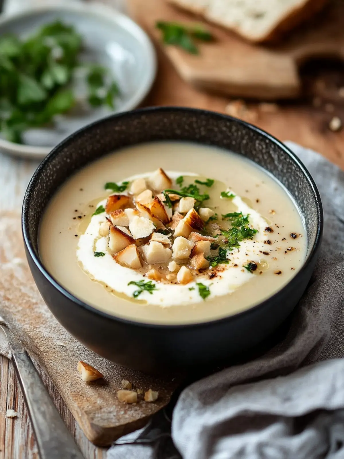 Selleriecremesuppe mit Birne und Haselnüssen: Wärmender Genuss 5 Selleriecremesuppe mit Birne und Haselnüssen