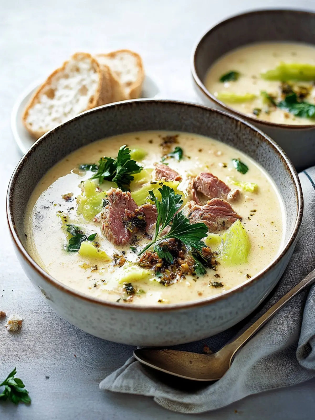 Käse Lauch Suppe mit Hackfleisch: Cremiger Genuss für kalte Tage 3 Käse Lauch Suppe mit Hackfleisch