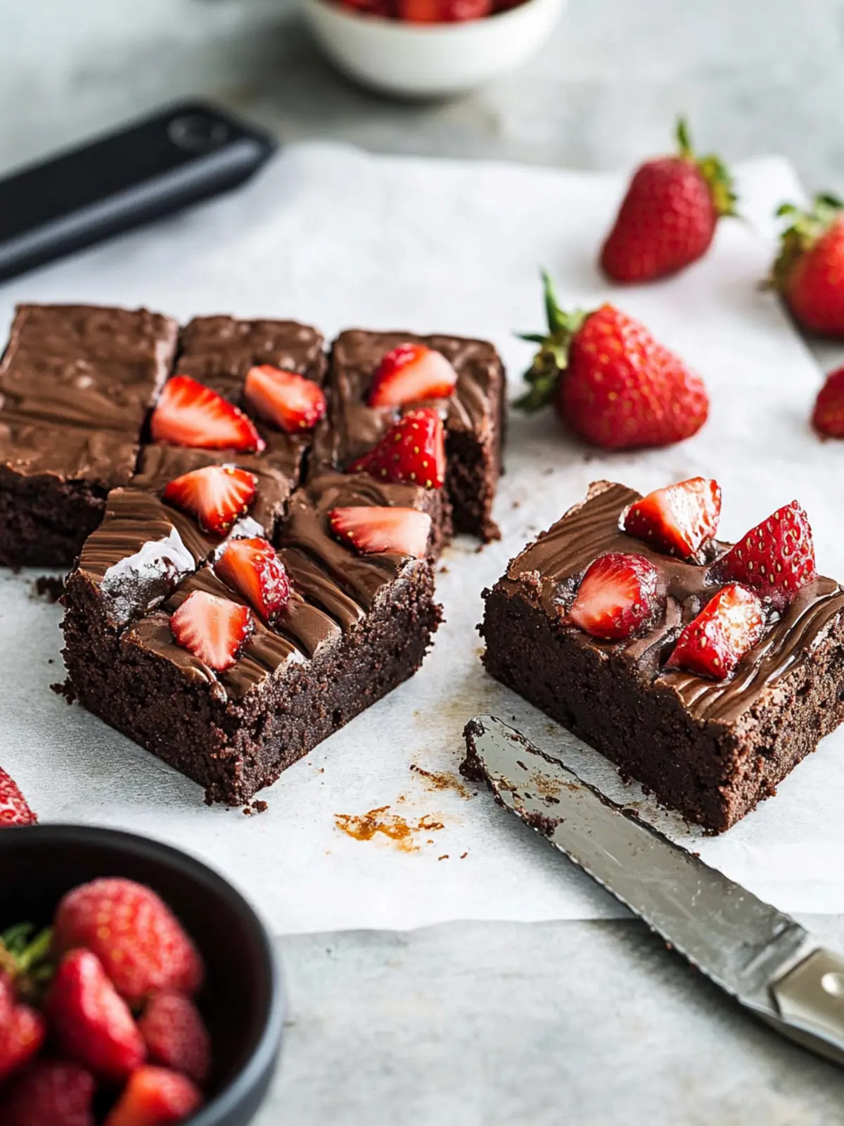 Schnelle Erdbeer-Brownies mit Schokoladenglasur genießen 3 Schnelle Erdbeer-Brownies
