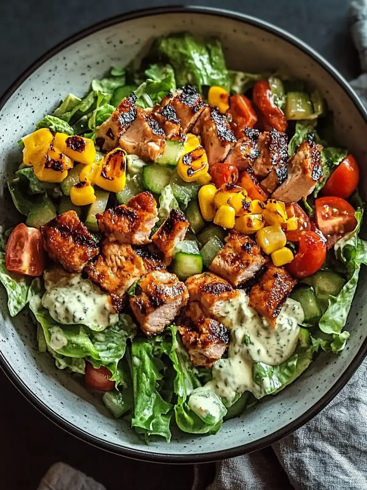 BBQ Hähnchen Geschnittene Salat – Frisch und voller Geschmack 2 BBQ Hähnchen Geschnittene Salat