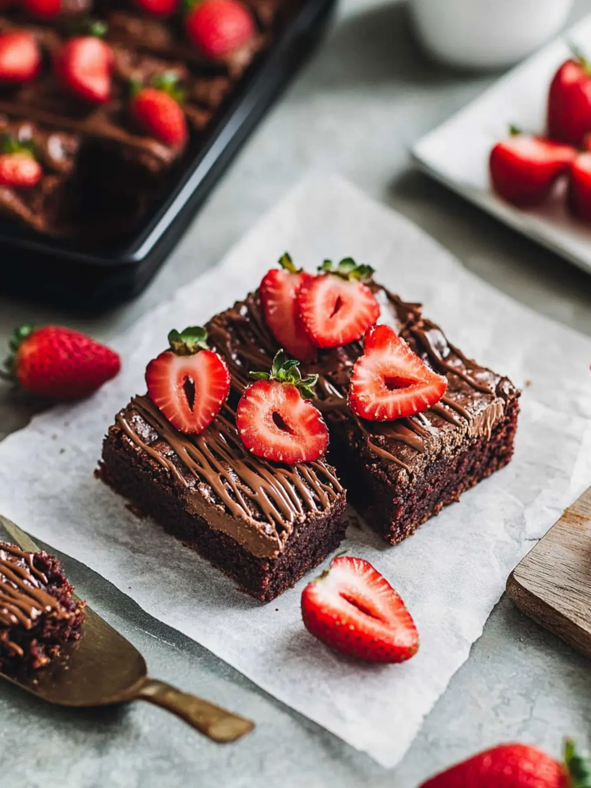 Schnelle Erdbeer-Brownies mit Schokoladenglasur genießen 4 Schnelle Erdbeer-Brownies