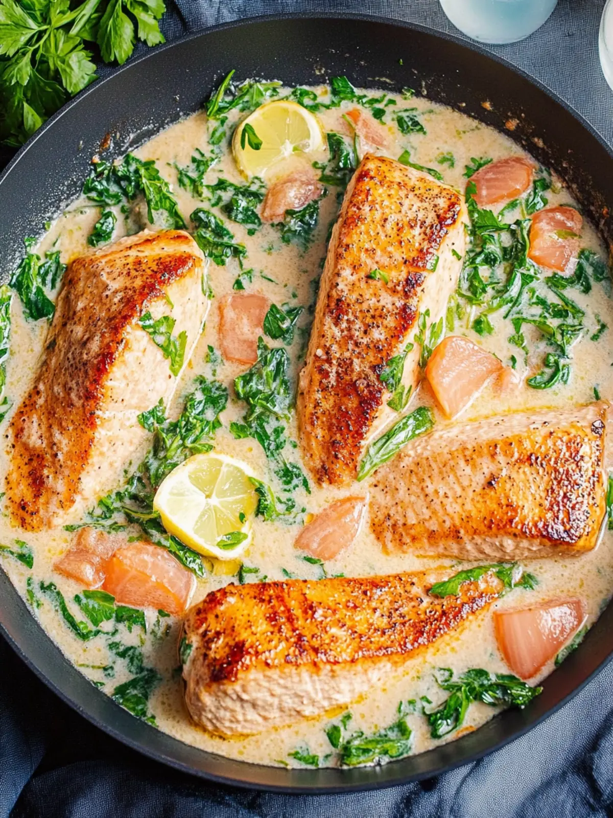 Baked Salmon in Creamy Parmesan Sauce in 30 Minuten 5 Baked salmon in creamy Parmesan sauce