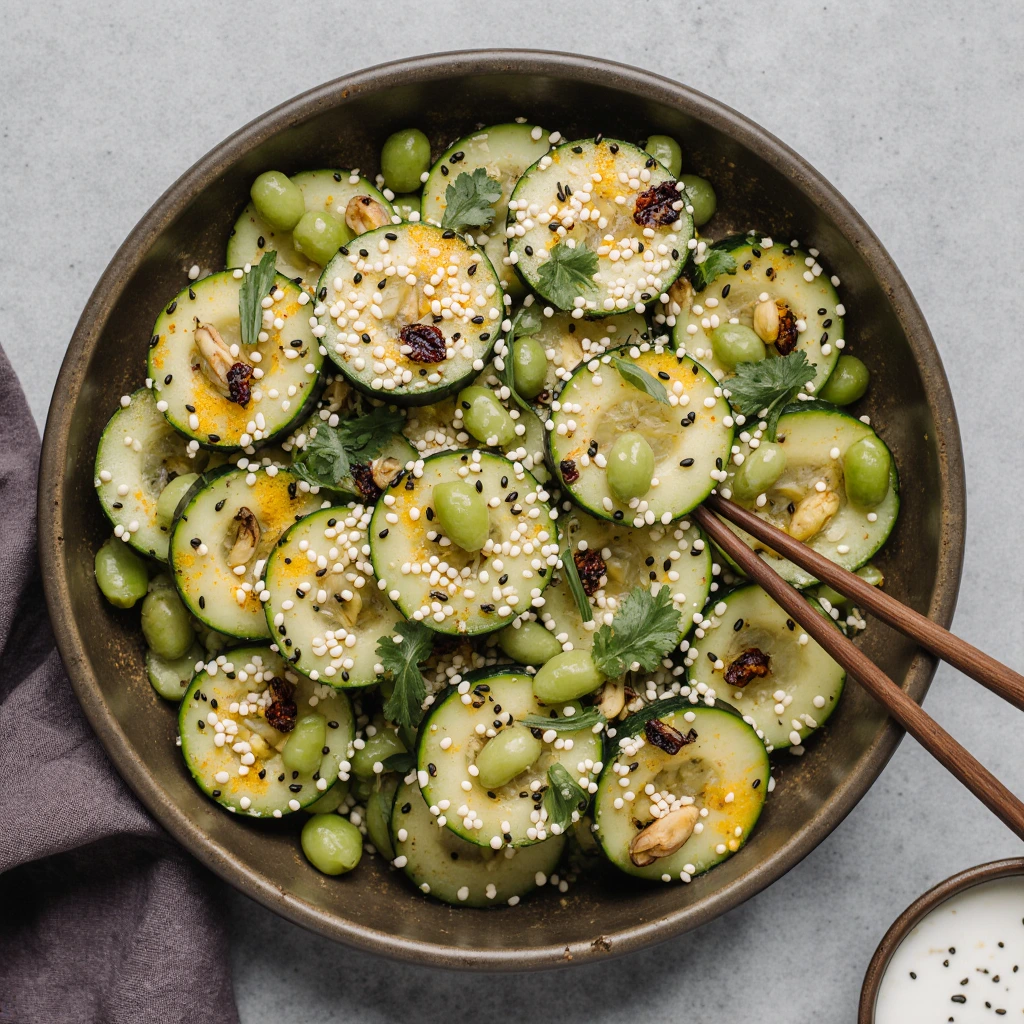 Frischer Gurken Edamame Salat mit würzigem Kick 2 Frischer Gurken Edamame Salat mit würzigem Kick