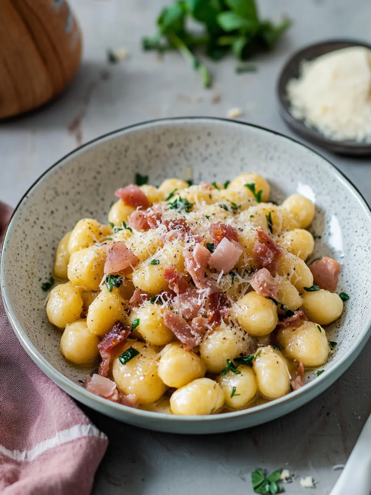 Gnocchi Carbonara mit Speck und Parmesan – Ein italienischer Traum 4 Gnocchi Carbonara mit Speck und Parmesan