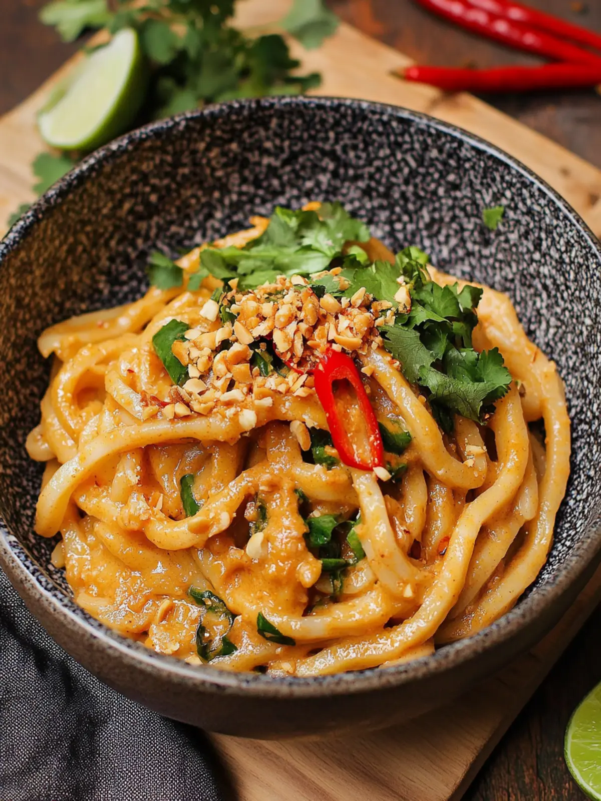 Udon-Nudelpfanne mit Erdnusssauce: Schnelles Chili-Wunder 3 Udon-Nudelpfanne mit Erdnusssauce und Chili