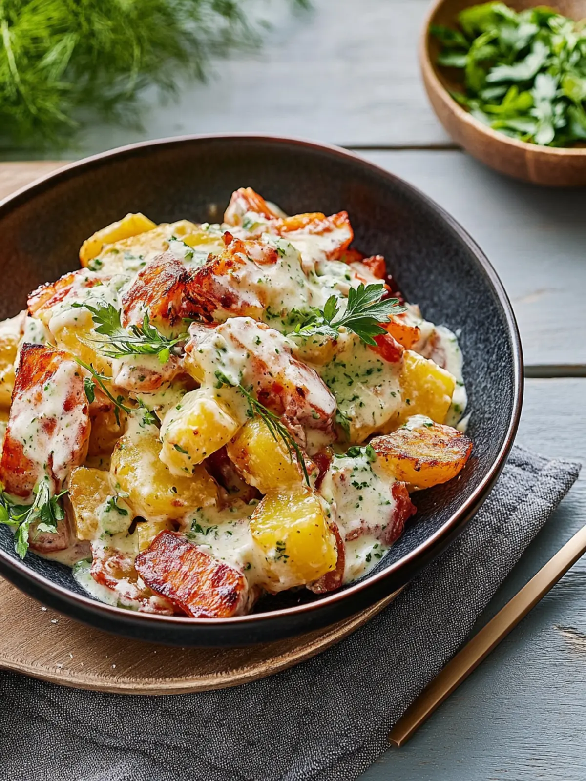 Knuspriger Kartoffelsalat mit cremiger Joghurt-Dressing 5 Knuspriger Kartoffelsalat