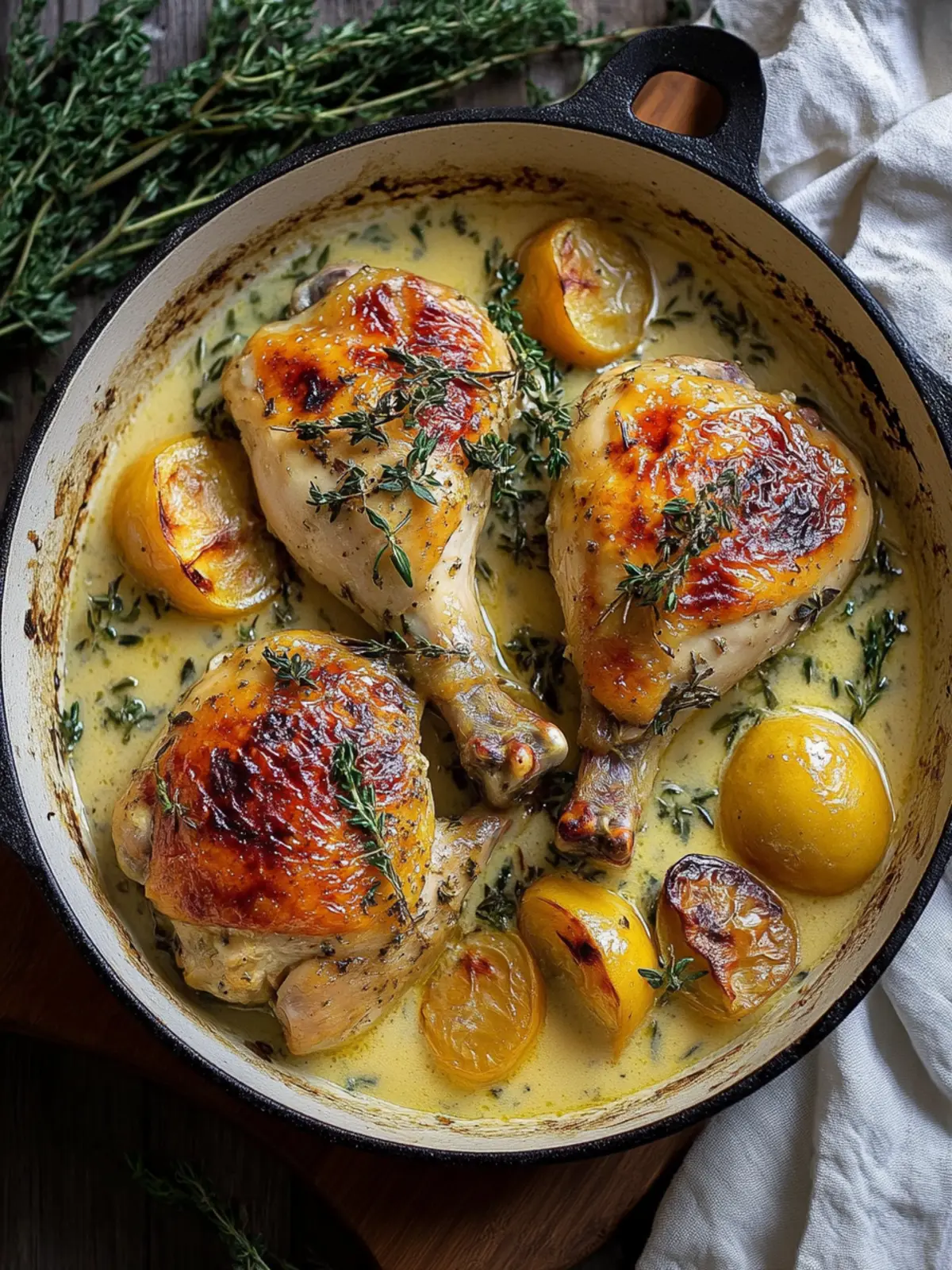 Kräutergebratenes Hähnchen in cremiger Weißweinsauce genießen 3 Herb roasted chicken in creamy white wine sauce