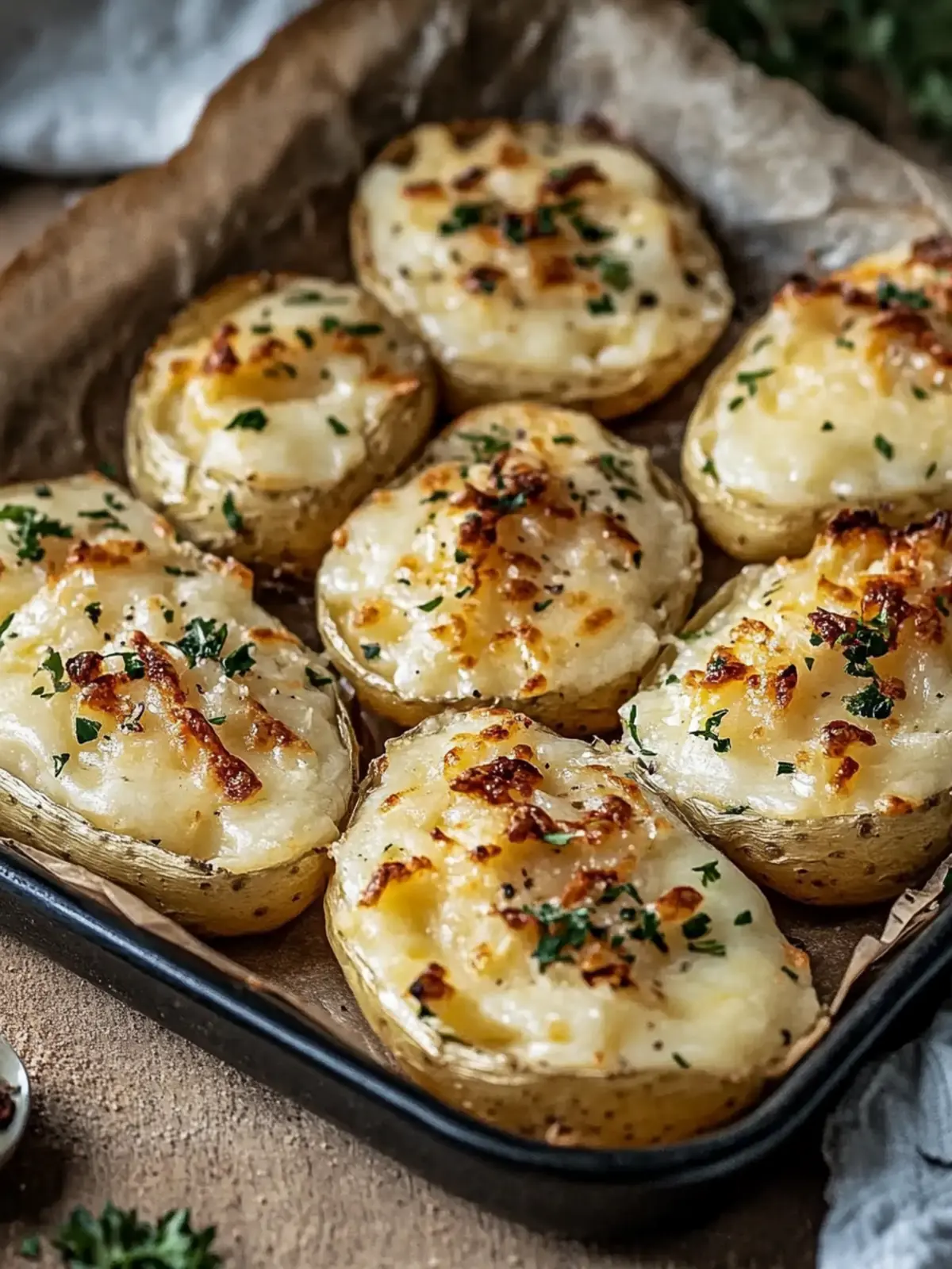 Gefüllte Kartoffeln nach Flammkuchen-Art: Glücklich & Satt! 4 Gefüllte Kartoffeln nach Flammkuchen-Art