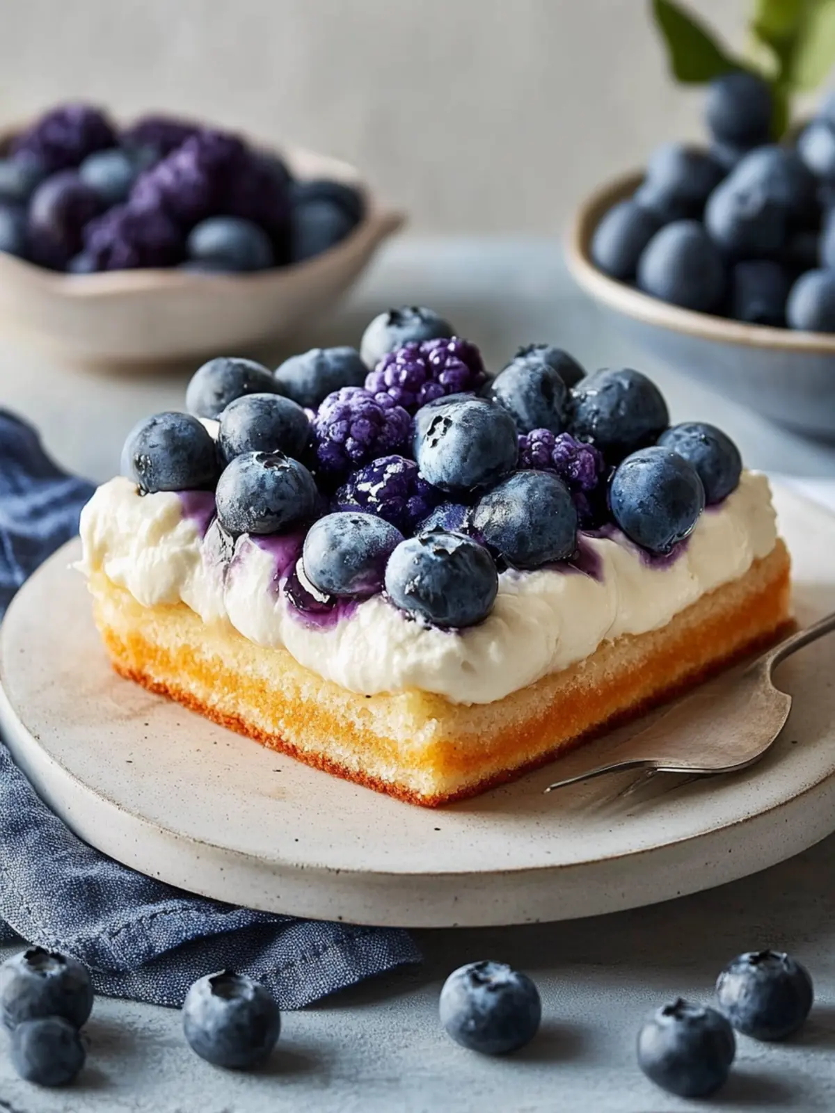 Saftige Blaubeer-Schnitten mit Frischkäse-Topping für jeden Tag 3 Blaubeer-Schnitten mit Frischkäse-Topping