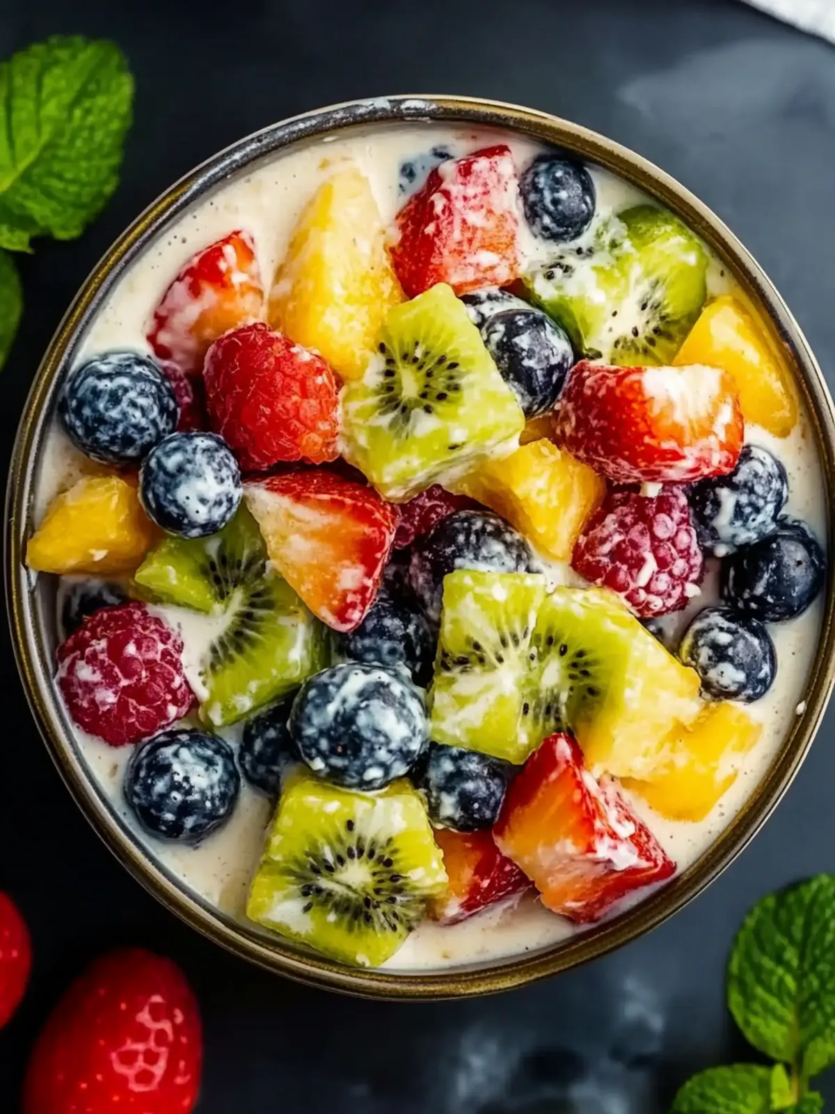 Cremiger Obstsalat mit Vanille-Dressing