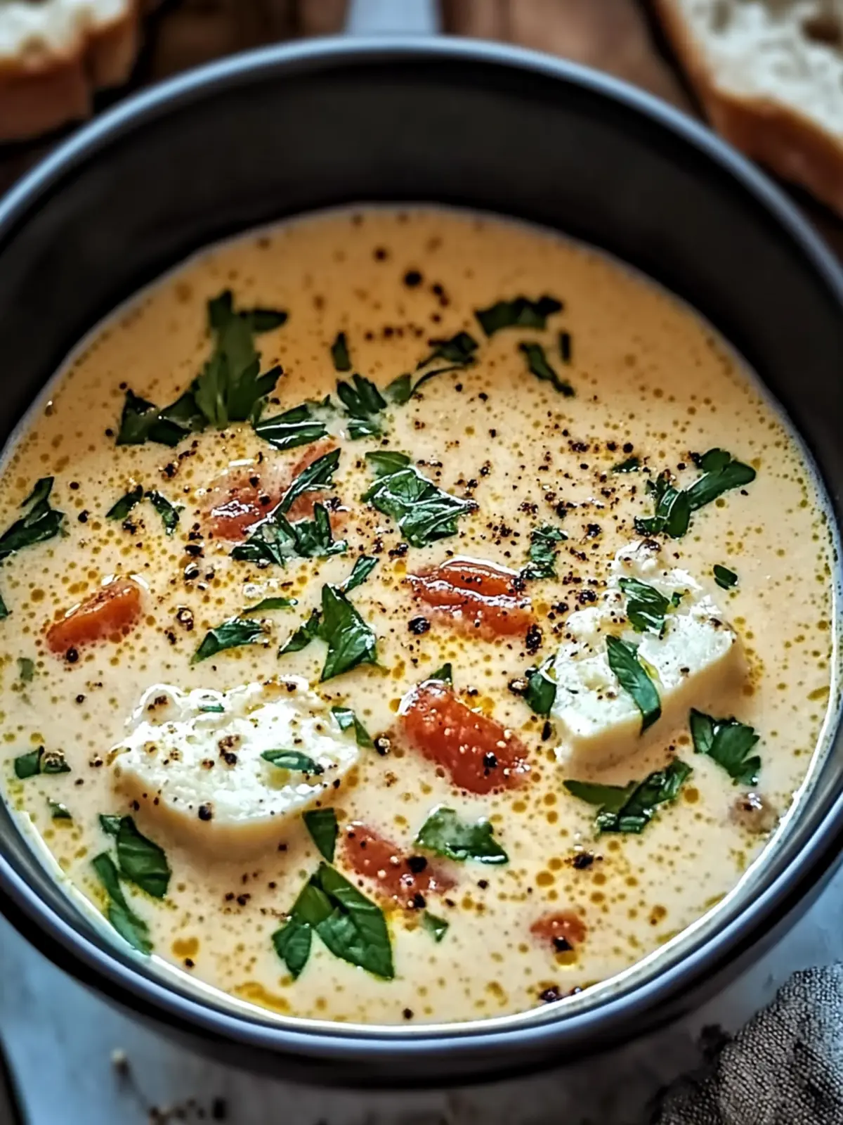 Cremige Hähnchen-Parmesan-Suppe für Herz und Seele 4 Cremige Hähnchen-Parmesan-Suppe