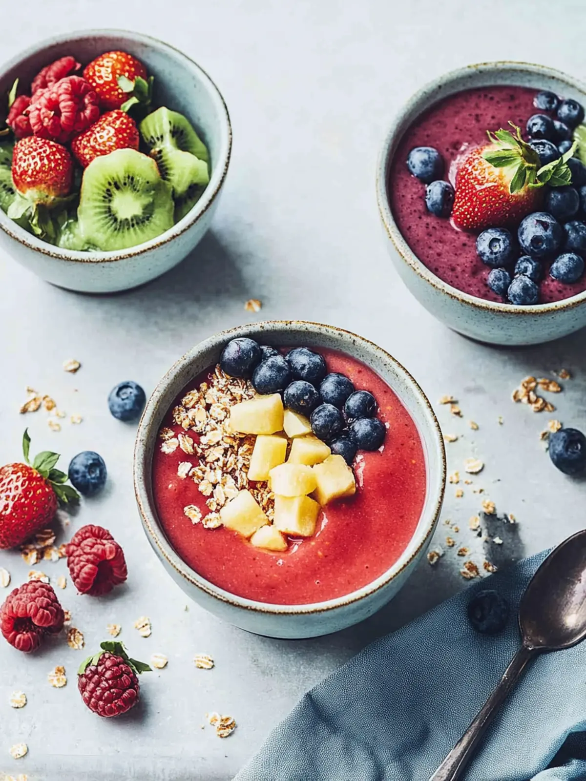 Erfrischende Smoothie-Schüssel mit Beeren für jeden Morgen 3 Smoothie-Schüssel