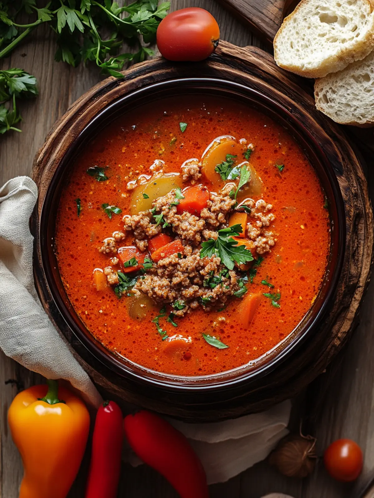 Würzige Ajvar-Suppe mit Hackfleisch: Der perfekte Bandit-Pot 2 Spicy Ajvar soup with minced meat (bandit pot)