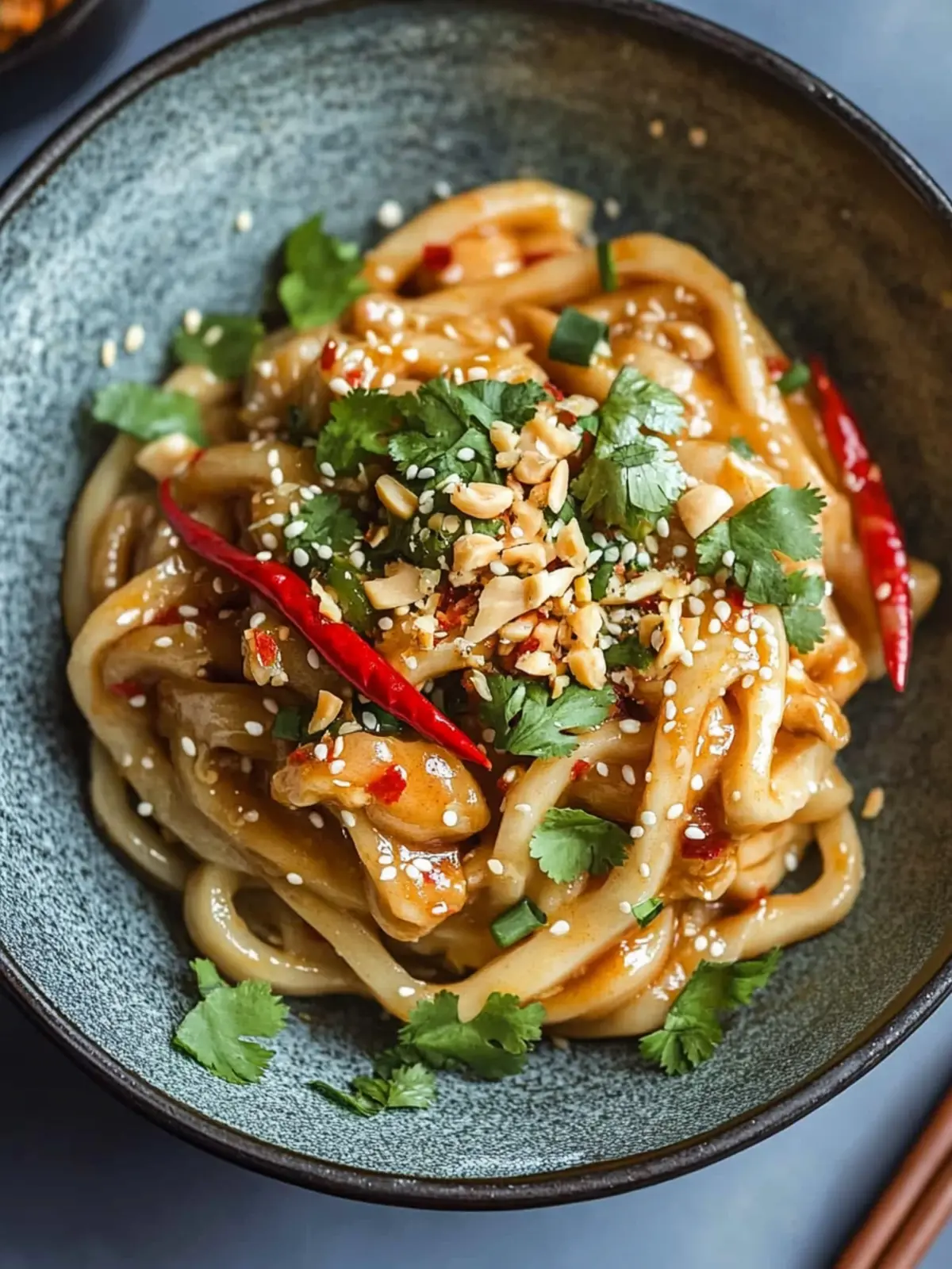 Schnelle Asiatische Udon-Nudelpfanne mit Erdnusssauce und Chili genießen 3 Schnelle Asiatische Udon-Nudelpfanne mit Erdnusssauce und Chili