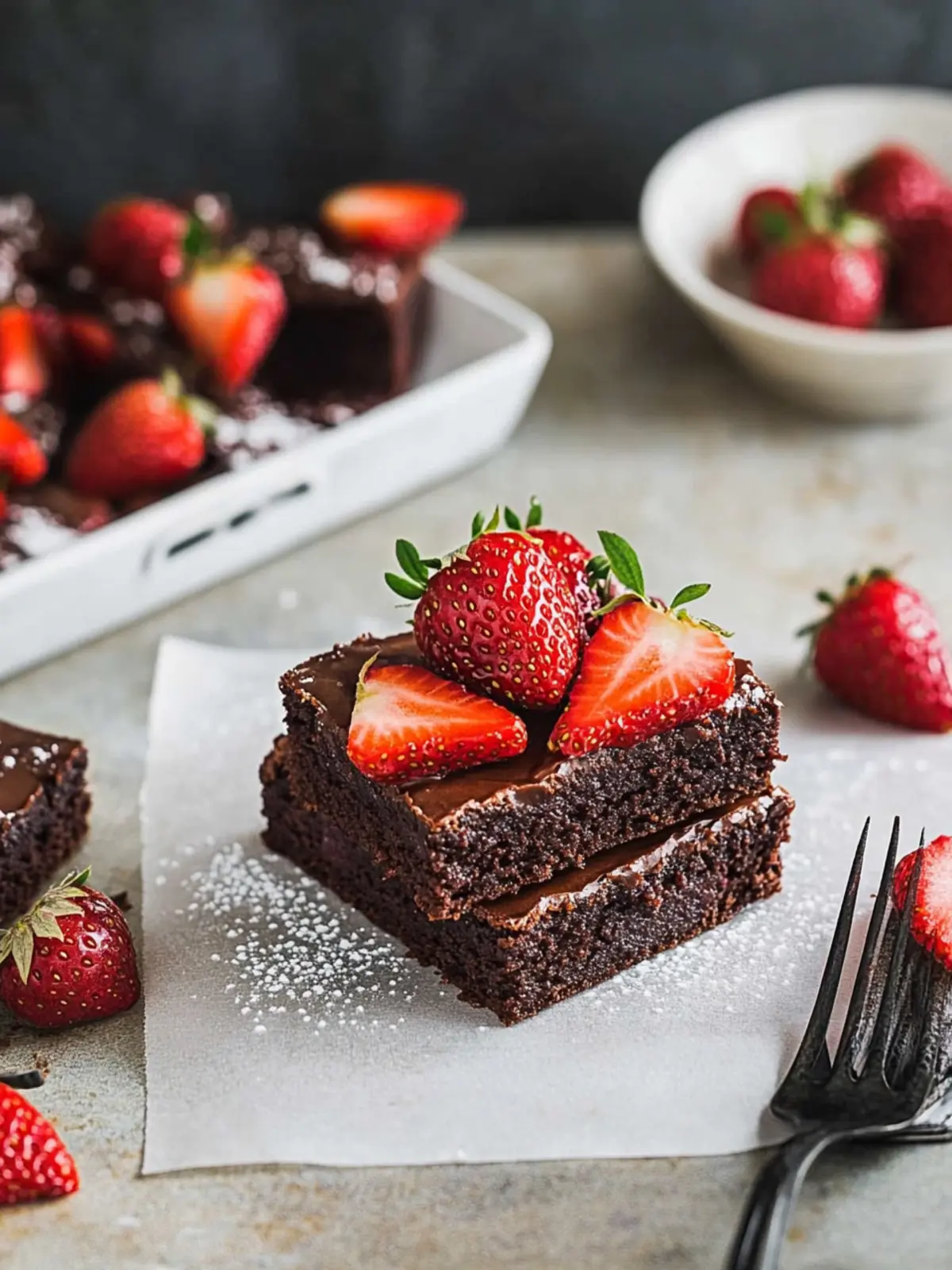 Schnelle Erdbeer-Brownies mit Schokoladenglasur genießen 2 Schnelle Erdbeer-Brownies