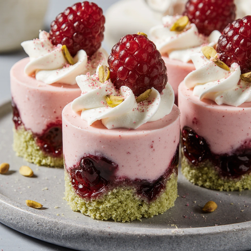 Feine Himbeer-Pistazien-Mousse-Törtchen für jeden Anlass 3 Feine Himbeer-Pistazien-Mousse-Törtchen für jeden Anlass