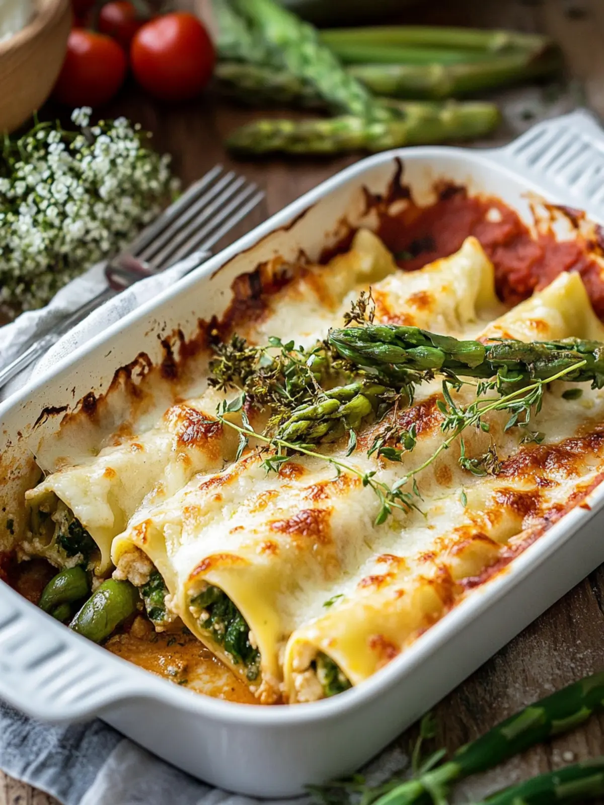 Spargel Cannelloni - Grüner Spargel Auflauf für Genießer 2 Spargel Cannelloni - Grüner Spargel Auflauf